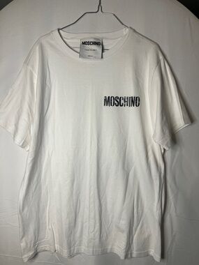 Moschino White Short-Sleeve Tee with Black Logo